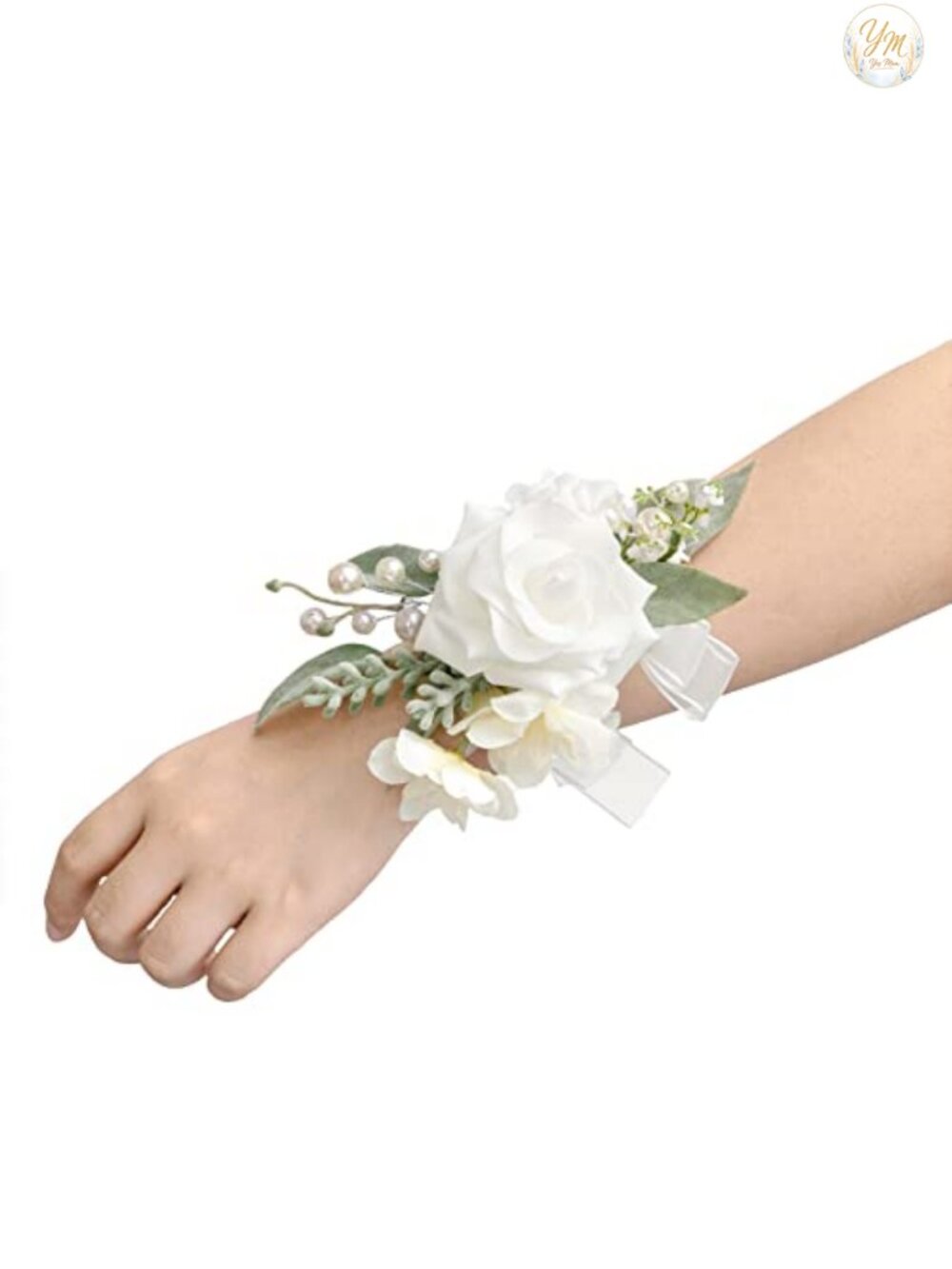 6pc Artificial Flower Wrist Corsage Set Wedding Decor Wristlet